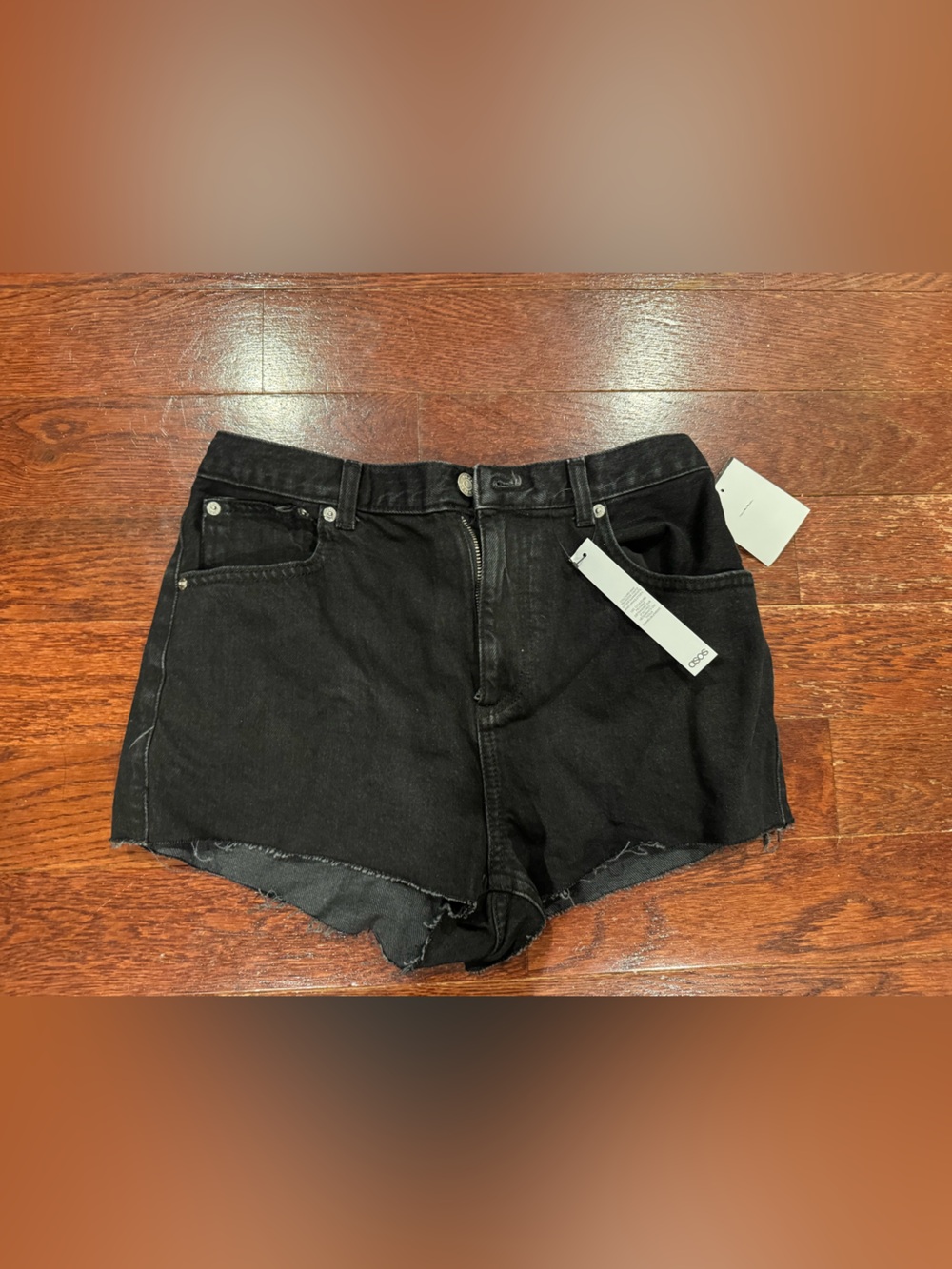 asos black denim shorts